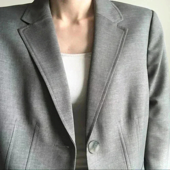Kasper Grey Jacket Tailored Office Business Professional Blazer 12 Large - Picture 4 of 6